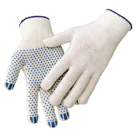 Перчатки трикотажные с точечным ПВХ покрытием, 10 класс, 3 нити, вес 30 г