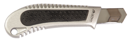 Нож с выдвижным лезвием Ultima, стальной обрезиненный корпус, 18 мм