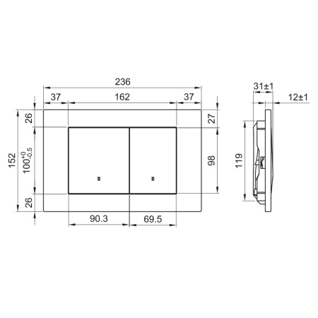 Клавиша для инсталляции, матовая PORTO PR412G
