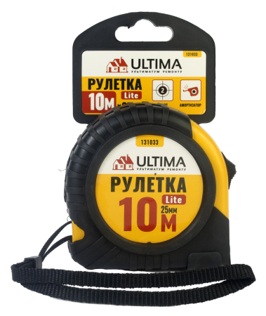 Рулетка Ultima Lite, 10мх25мм, обрезиненный пластиковый корпус