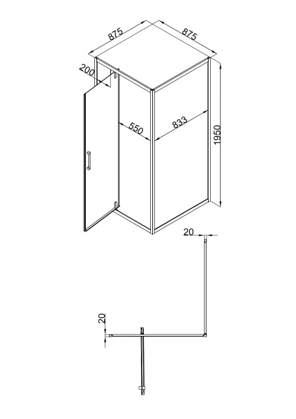 Душевой уголок DUERO, квадратный, черный DR-90CS-SW-GB